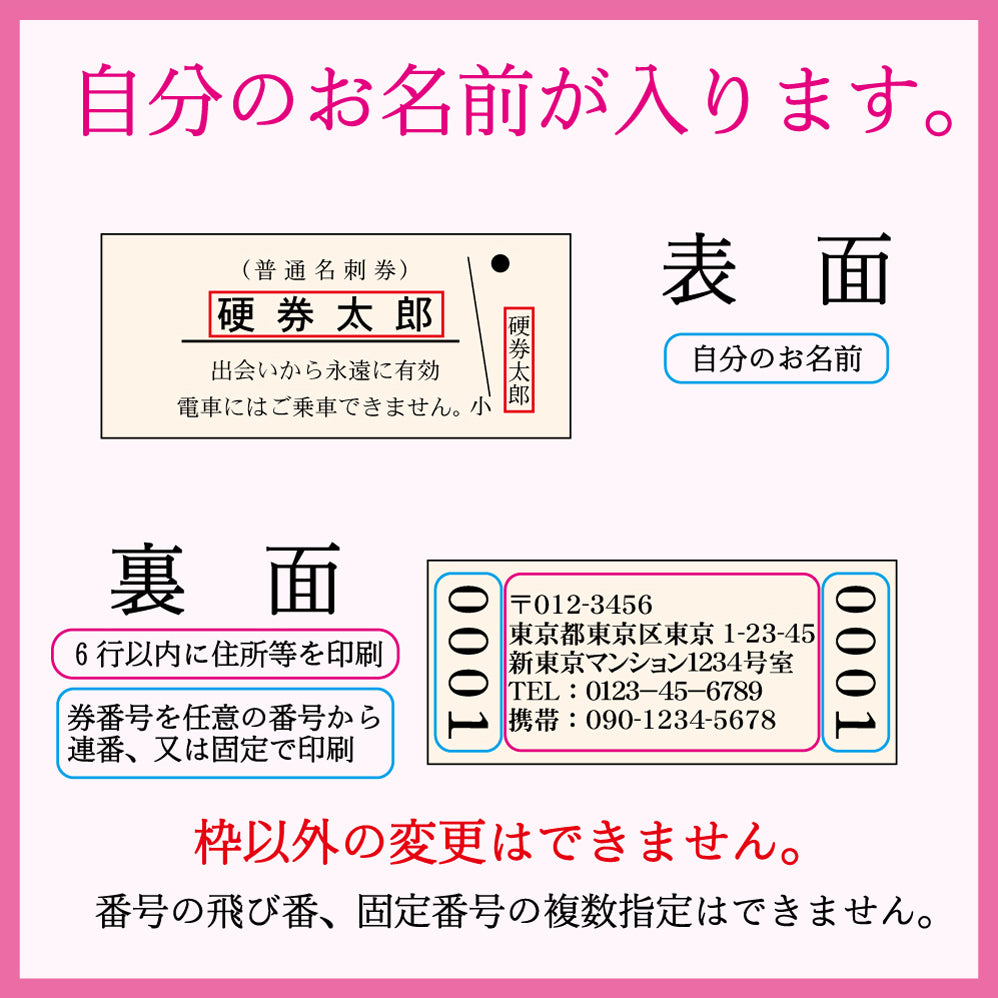OPENセール【凸版印刷】「自分のお名前限定」B型入場券タイプ