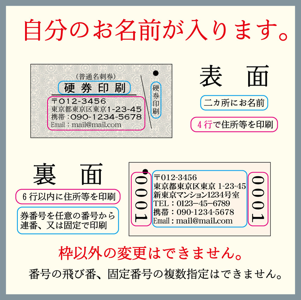OPENセール【凸版印刷】「自分のお名前限定」A型入場券タイプ