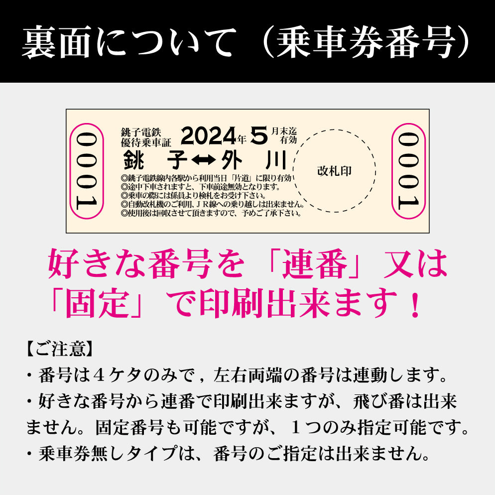 【乗車券付き２０枚入り】硬券名刺　デキ３仕様　合計１００枚入