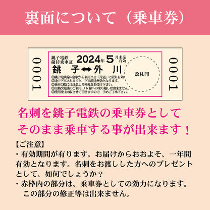 【乗車券付き１０枚入り】硬券名刺　2000形仕様　合計１００枚入